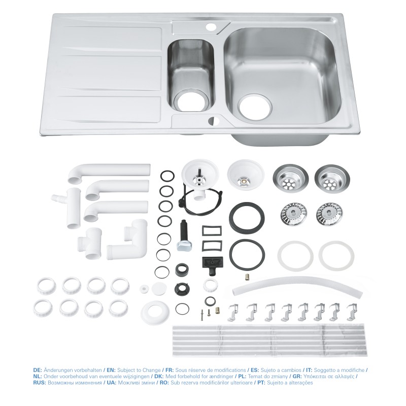 Grohe Мойка для кухни 970 x 500 мм с эксцентриком, 2 чаши, матовая (31567SD0)