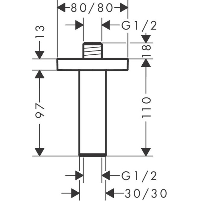 Держатель верхнего душа hansgrohe E 10 см 24338990, золото