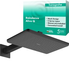 Верхний душ Raindance Alive Q 210/340 2jet с держателем, 24550670 черный матовый