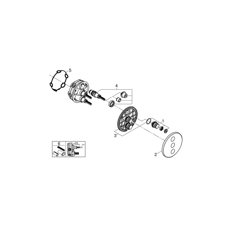 Grohe Grohtherm SmartControl Комплект верхней монтажной части для вентиля на три выхода (29122000)