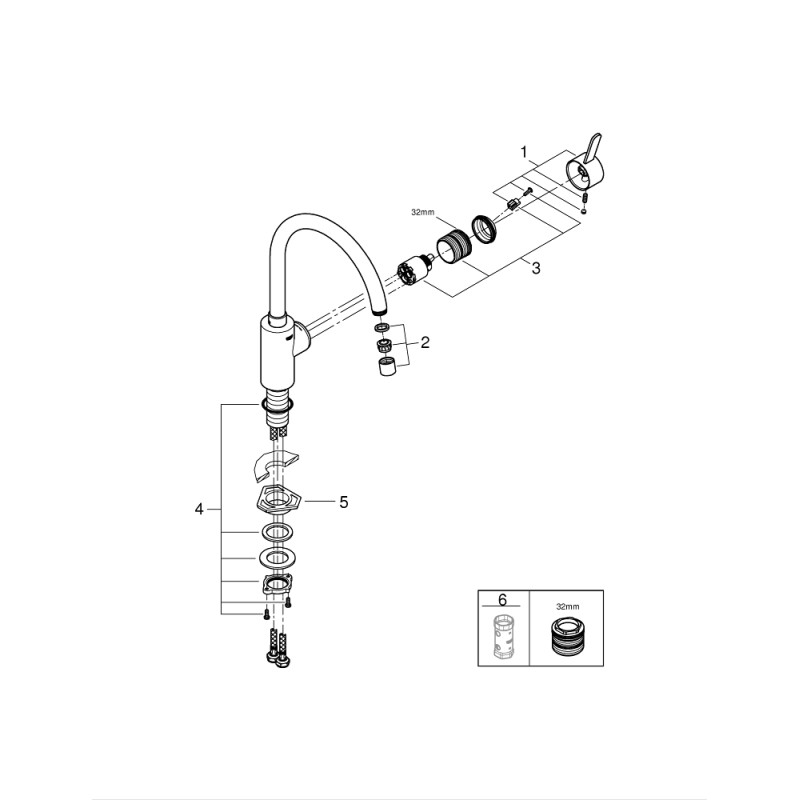 Grohe Eurosmart Cosmopolitan Смеситель однорычажный для мойки (32843002)