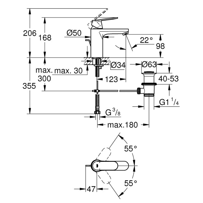 Grohe Eurosmart Cosmopolitan Смеситель однорычажный для раковины M-Size (23325KW0)