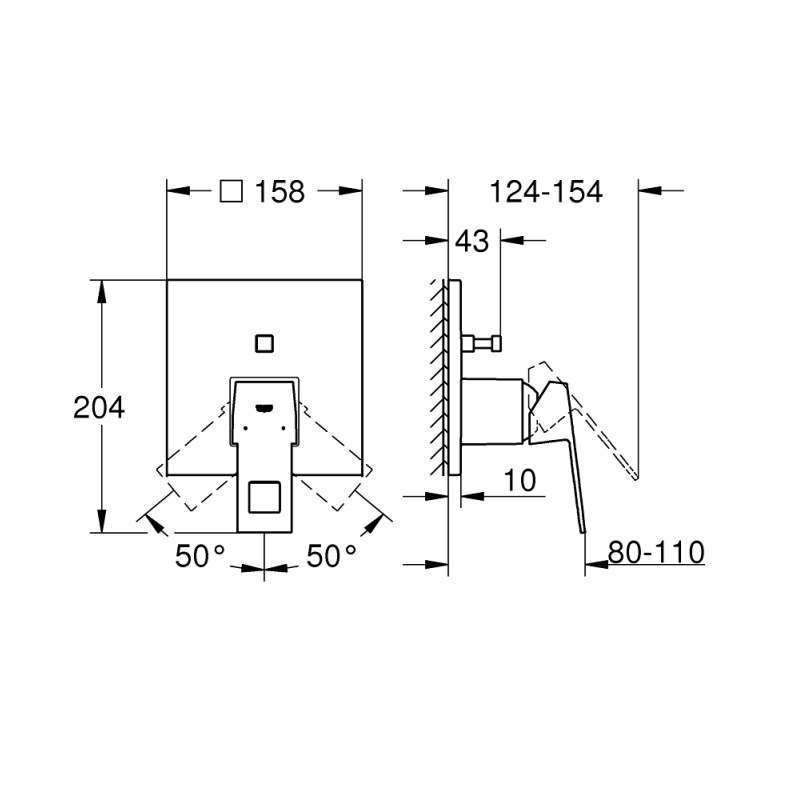 Grohe Eurocube Смеситель однорычажный на 2 выхода (24062AL0)