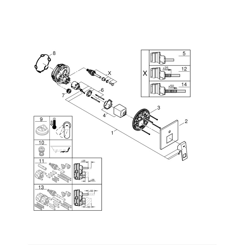 Grohe Eurocube Смеситель однорычажный на 2 выхода (24062AL0)