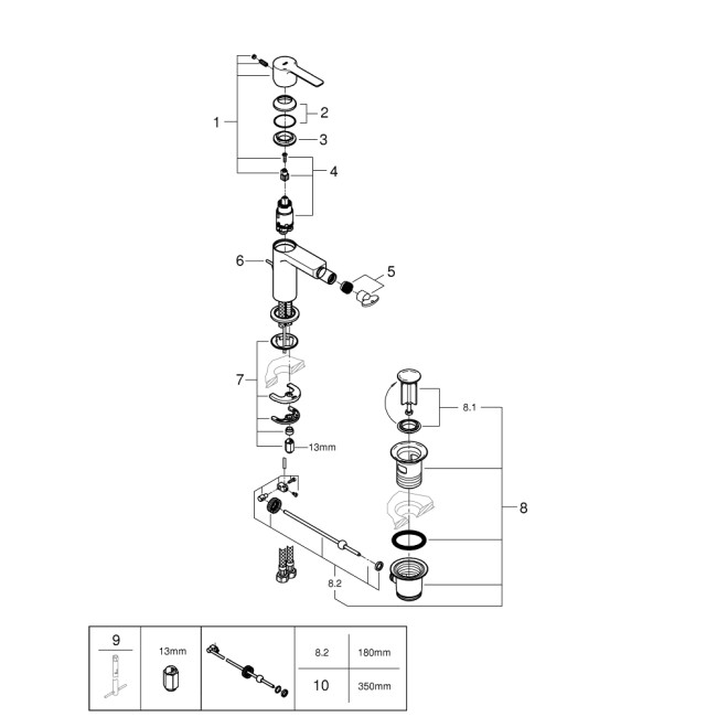 Grohe Lineare Смеситель однорычажный для биде S-Size (33848AL1)