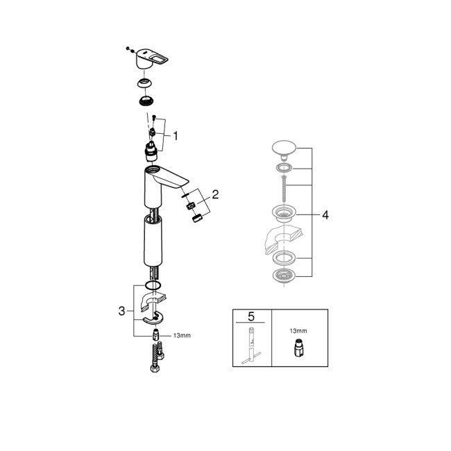 Grohe BauLoop New Смеситель однорычажный для раковины XL-Size (23764001)