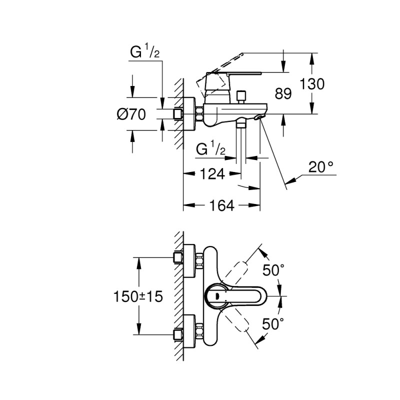 Grohe QuickFix Get Смеситель для ванны, однорычажный (32887000)