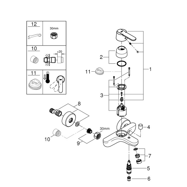 Grohe QuickFix Get Одноважільний змішувач для ванни  (32887000)
