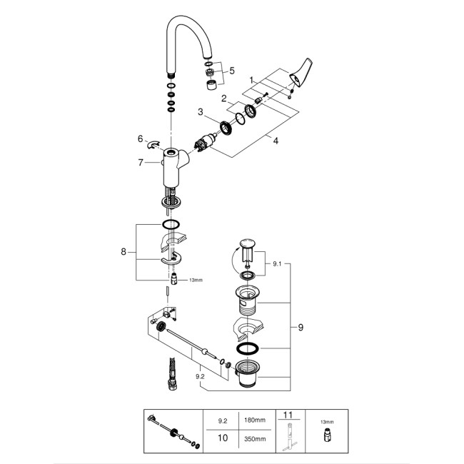 Grohe Start Flow Одноважільний змішувач для раковини L-Size (23811000)