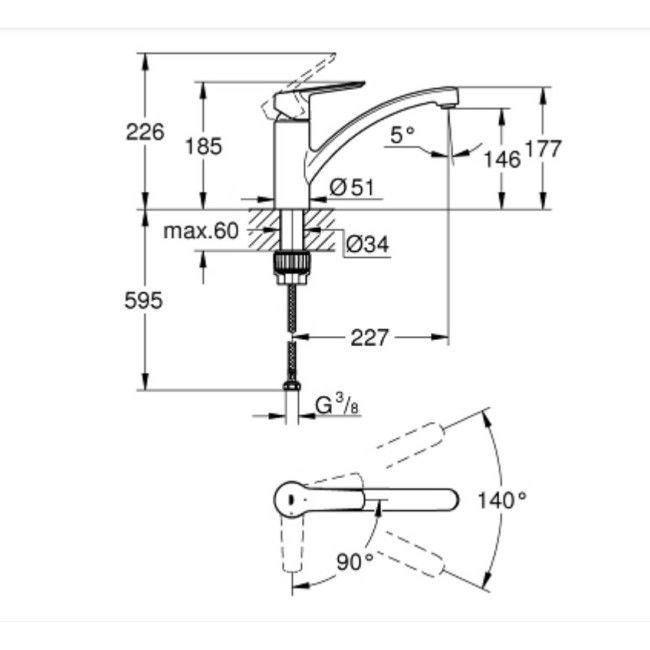 Grohe QuickFix Start Одноважільний змішувач для мийки (31138002)