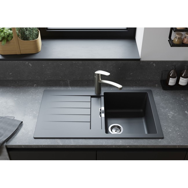 Мойка для кухни hansgrohe S52 S520-F345 43356170 с сушилкой слева, черный графит