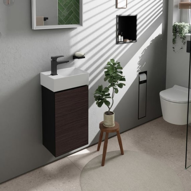 Тумба Xevolos E 340/245, дверная петля слева, 54168730 Slate Matt Grey / Dark Oak