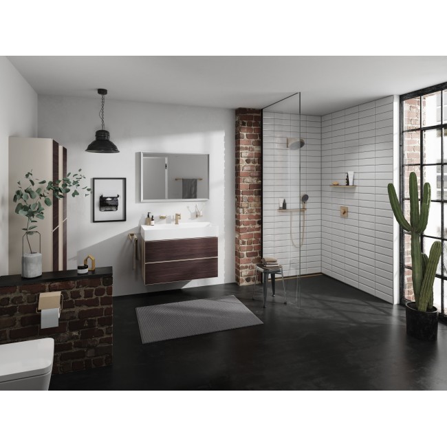 Тумба Xevolos E 980/475, з двома висувними ящиками, 54182730 Sand Matt Beige / Dark Oak