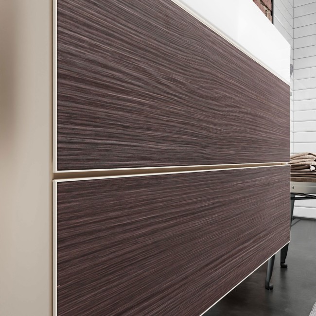 Тумба Xevolos E 980/475, з двома висувними ящиками, 54182730 Sand Matt Beige / Dark Oak