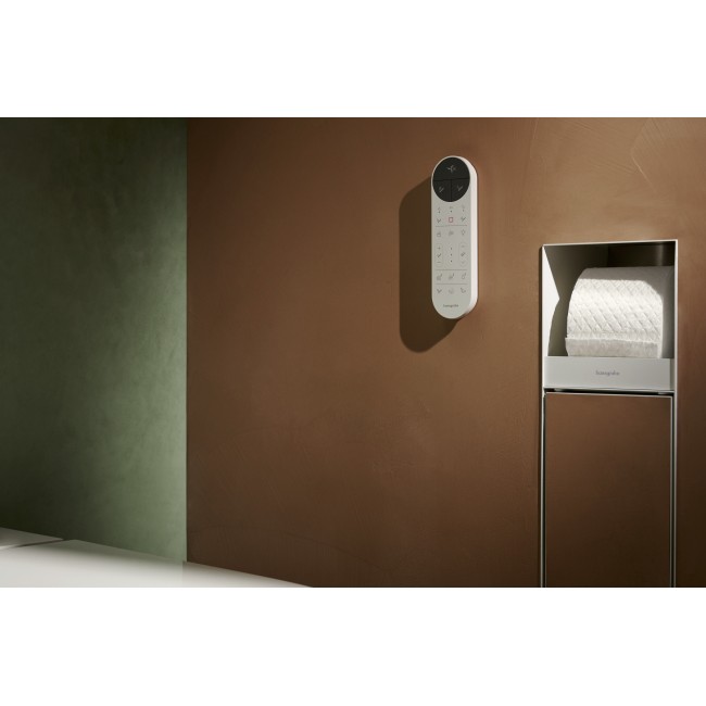 Встроенный держатель для туалетной бумаги с ершиком и дверцей под облицовку плиткой XtraStoris Rock, 56062700 белый матовый