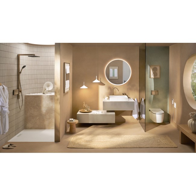 Встроенный держатель для туалетной бумаги с ершиком и дверцей под облицовку плиткой XtraStoris Rock, 56062700 белый матовый