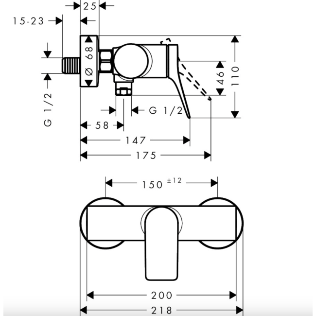 Смеситель hansgrohe Vivenis для душа настенный, бронза матовый 75623140