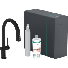 Змішувач hansgrohe Aqittura M91 SodaSystem 210 для кухонної мийки, чорний матовий 76806670