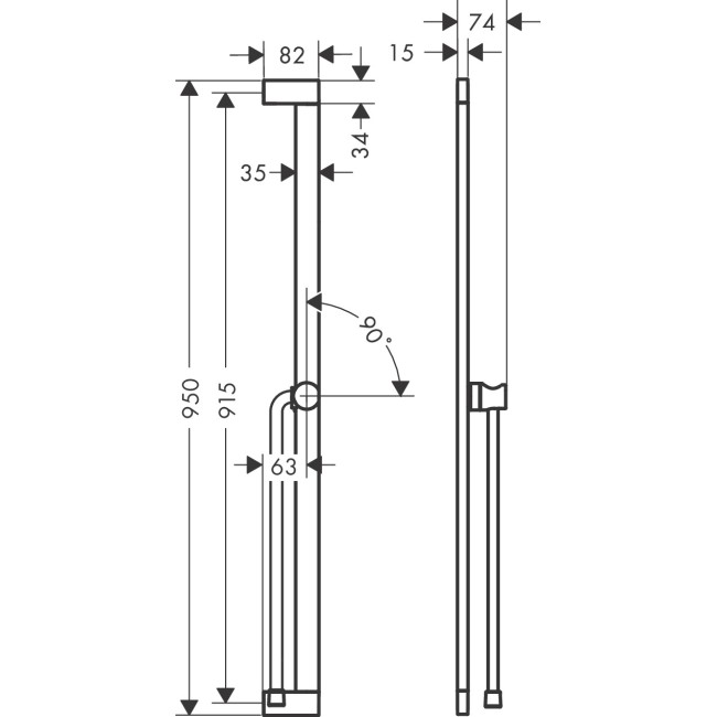 Штанга для душа hansgrohe Unica 90 см со шлангом для душа, белый матовый 24405700