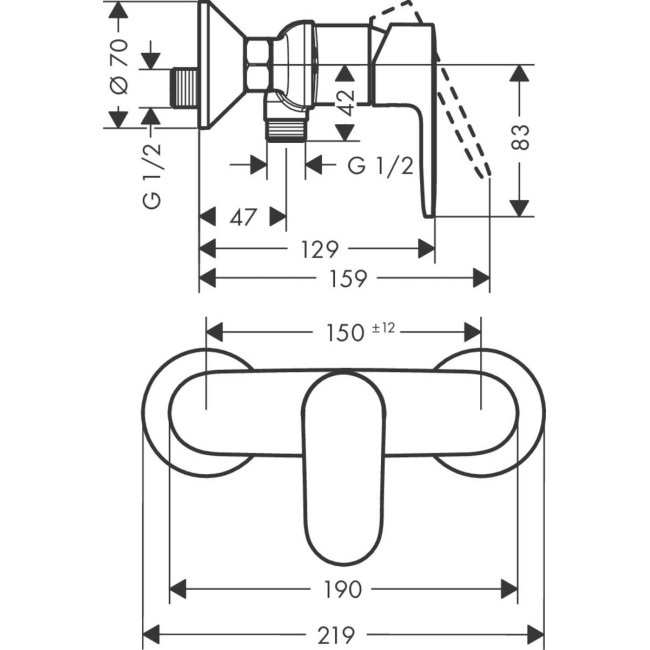 Змішувач hansgrohe Vernis Blend для душу 71640670 чорний матовий