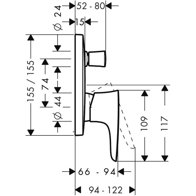 Змішувач hansgrohe PuraVida для ванни 15445400 білий / хром