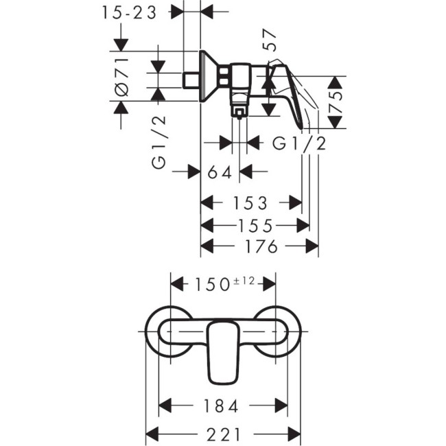 Смеситель hansgrohe Logis для душа 2 скоростями потока 71601000 хром