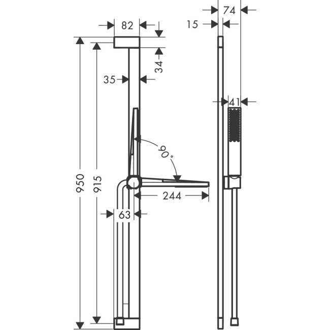 Душевой набор hansgrohe Pulsify E EcoSmart+ со штангой 90 см 24381000 хром