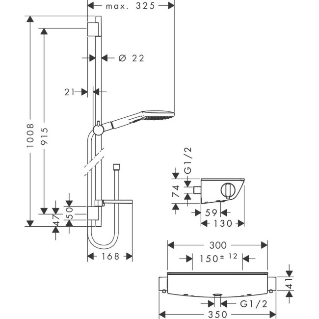 Душовий набір hansgrohe Ecostat Select/Raindance Select E 120 3jet/Combi 27039400 білий/хром