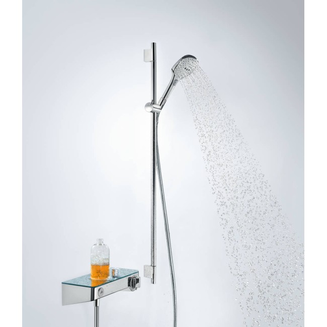 Душевой набор hansgrohe Raindance Select E 120 3jet EcoSmart с душевой лейкой и мыльницей 26623400 белый/хром