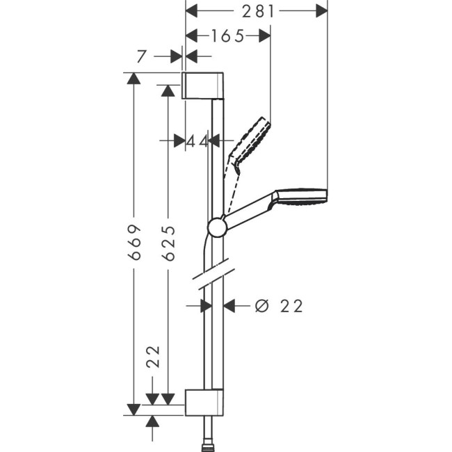 Душевой набор hansgrohe Crometta 1jet 65 см, белый/хром 26533400