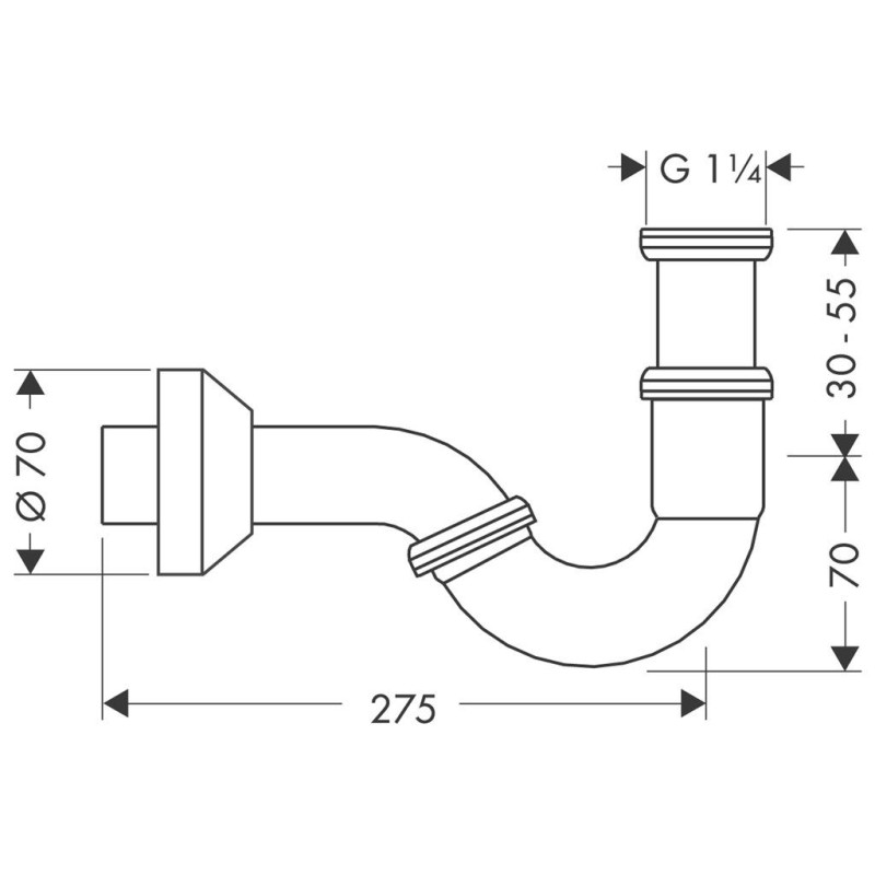 Сифон для біде hansgrohe трубчатий, хром 55237000
