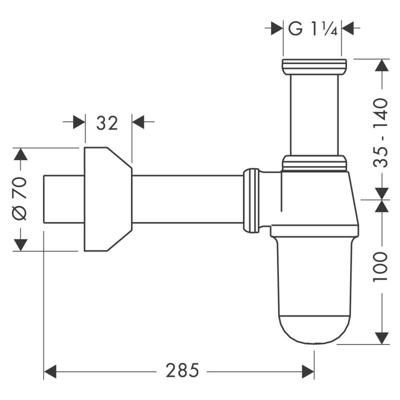 Сифон-стакан для раковини hansgrohe, хром 52010000