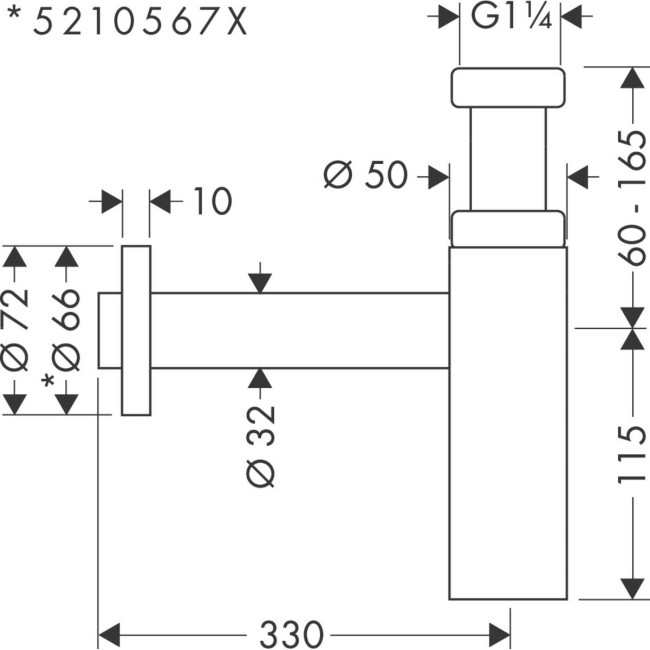 Сифон для раковины hansgrohe, черный матовый 52105670