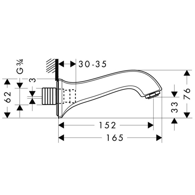 Вилив hansgrohe Metris classic для ванни 13413000