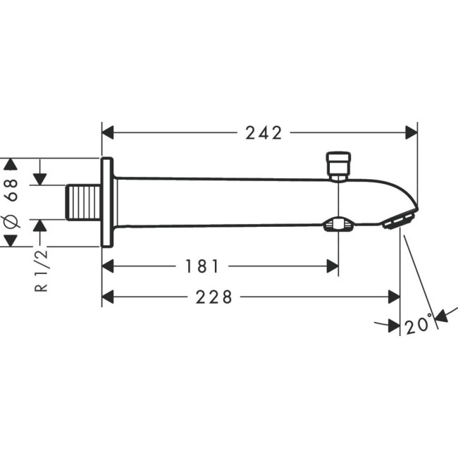 Излив hansgrohe на ванну с переключателем на душ, 13424000
