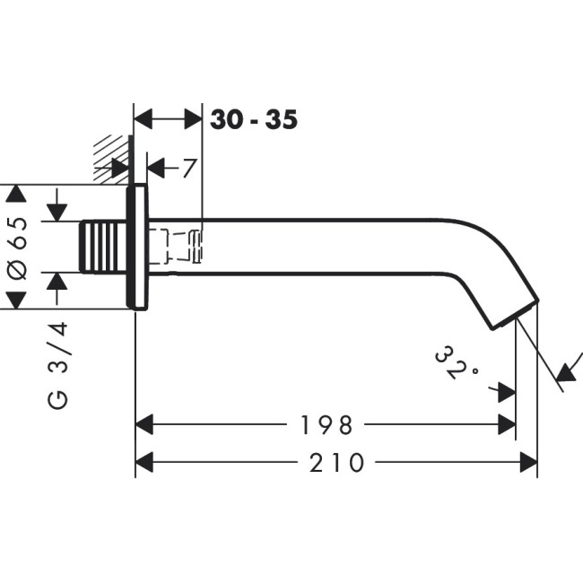 Вилив hansgrohe Tecturis S для ванни, бронза 73411140