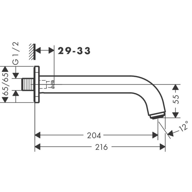 Вилив hansgrohe Vernis Shape для ванни, хром 71460000