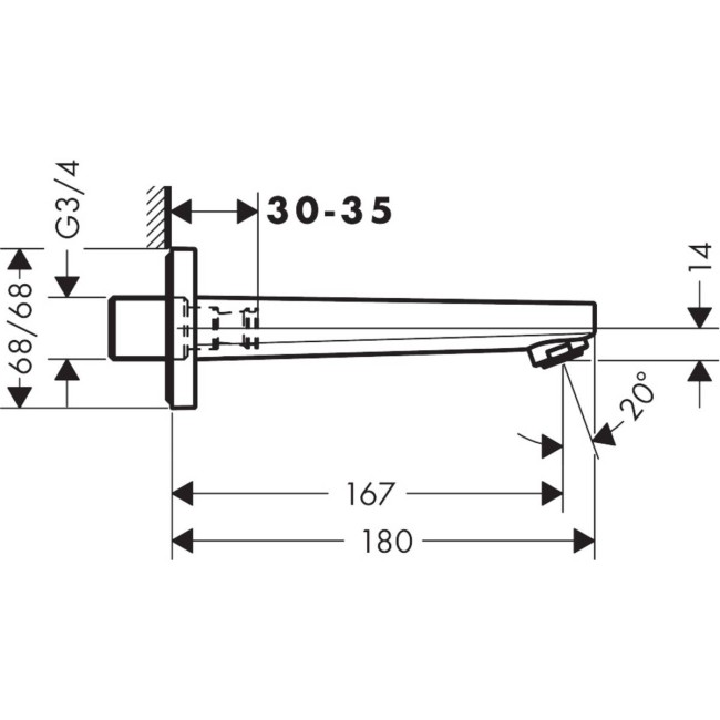 Вилив hansgrohe Metropol для ванни 32542000