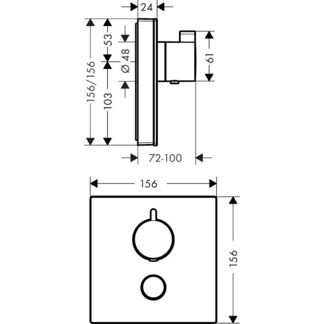 Термостат hansgrohe ShowerSelect Highfow для душа с отдельным выводом для ручного душа, белый стеклянный 15735400