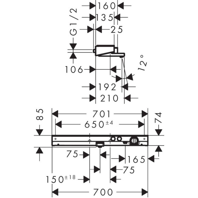 Смеситель с термостатом для ванны hansgrohe ShowerTablet Select, 13183000