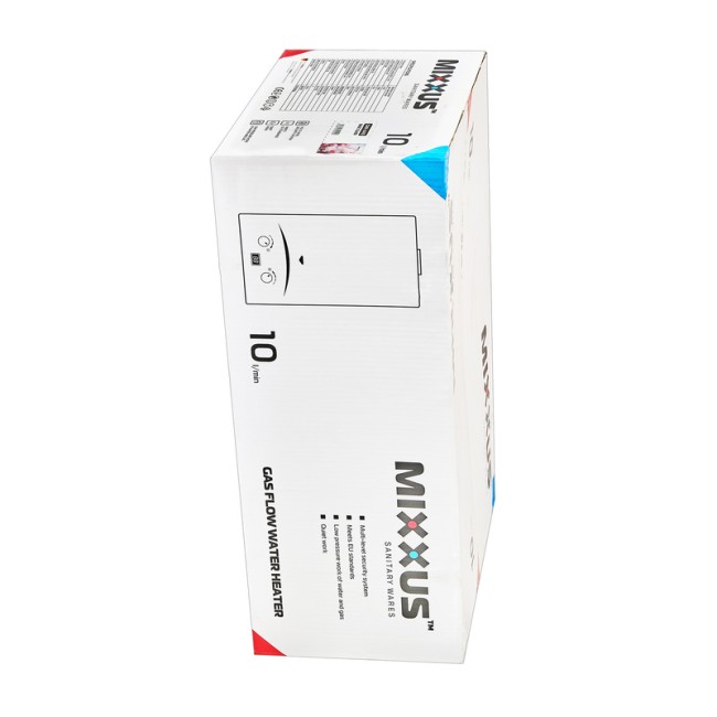 Газовая колонка MIXXUS GWH-0410 BASIC GLASS дымоходная 10 л/мин (панель из стекла с рисунком) (WH0025)