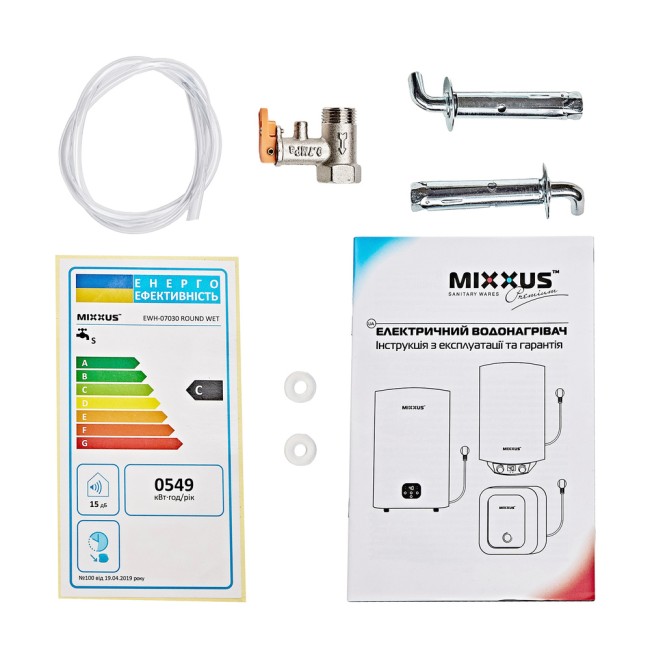 Водонагрівач "Циліндр" MIXXUS EWH-07050 ROUND WET накопичувальний 50 л, мокрий тен 1,5 kW (WH0601)