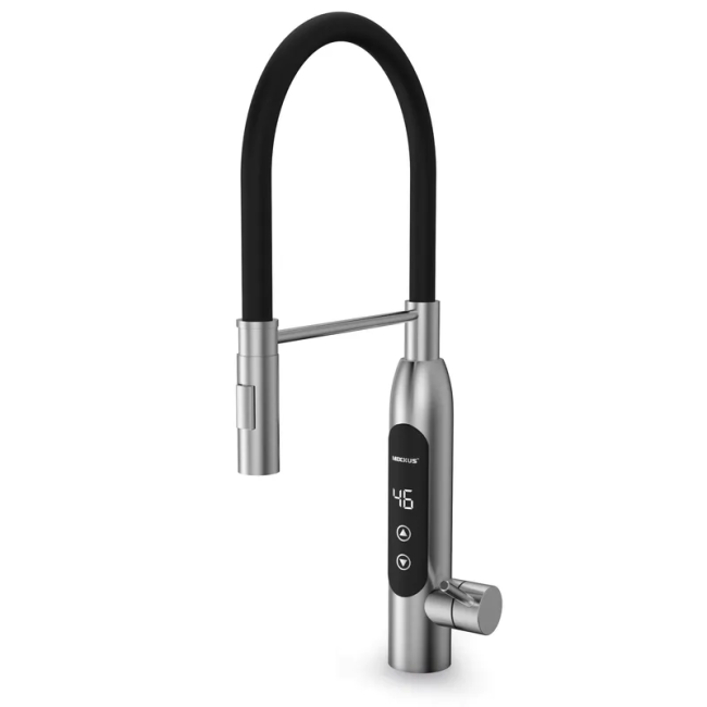 Водонагреватель 3,4 kW проточный, нержавеющая сталь, с индикатором температуры, рефлекторный излив, на мойку MIXXUS Electra 570-EF (излив черный) (MI6641)