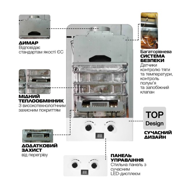 Газовая колонка Mixxus GWH-0112 BASIC WHITE дымоходная 12 л/мин (WH0029)