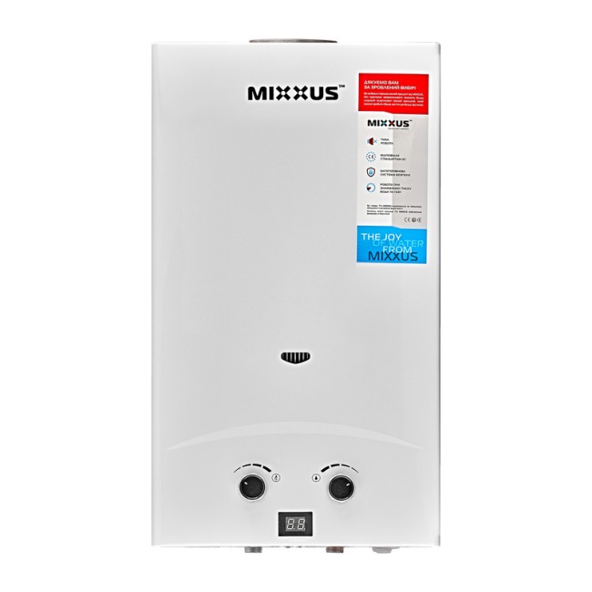 Газовая колонка Mixxus GWH-0112 BASIC WHITE дымоходная 12 л/мин (WH0029)