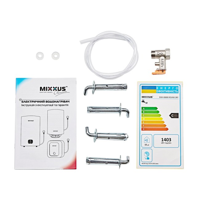 Водонагрівач "Циліндр" MIXXUS EWH-08050 ROUND DRY накопичувальний 50 л, сухий тен 2 kW (WH0608)