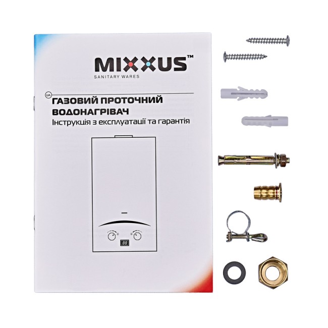 Газовая колонка MIXXUS GWH-0510 BASIC GLASS дымоходная 10 л/мин (панель из стекла с рисунком) (WH0026)