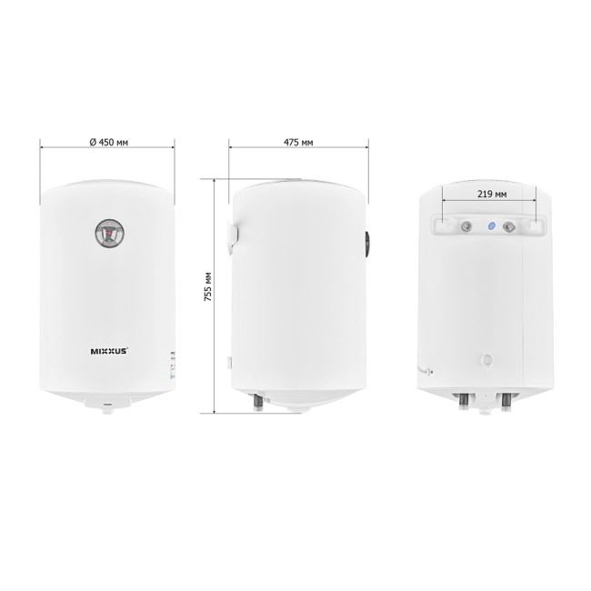 Водонагрівач "Циліндр" MIXXUS EWH-07080 ROUND WET накопичувальний 80 л, мокрий тен 1,5 kW (WH0602)