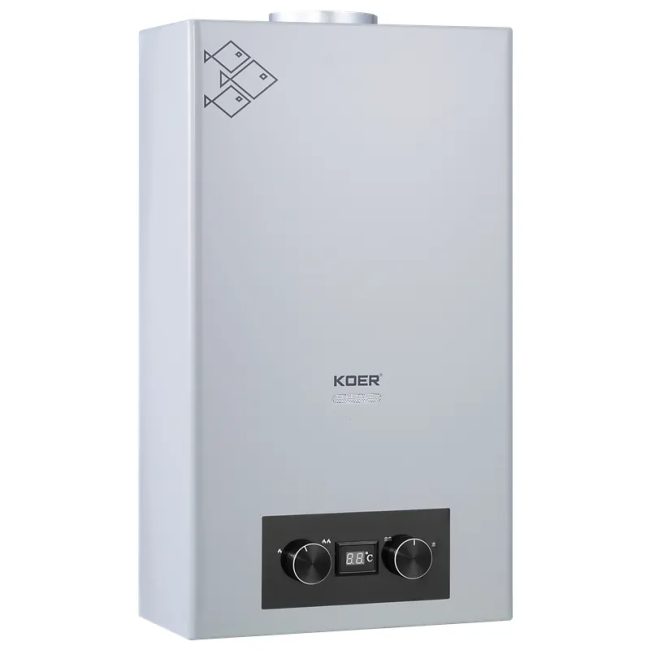 Газова колонка KOER KWH.G0110 GRAY димохідна 10 л/хв, колір сірий (KR5555)
