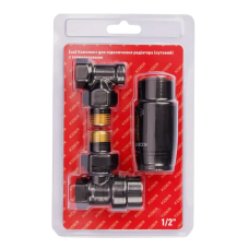 Комплект для підключення радіатора Koer SET-24.Black - 1/2'' кутовий з термоголовкою (KR5283)